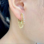 EC1802 2022 New Chic 18k Gold Plated Rainbow Zircon Cubic Zirconia CZ Micro Pave Hoops Everyday Earring for Women