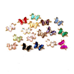 CZ8385 18k gold plated brass rainbow clear colored CZ Zircon glass crystal Charms butterfly pendant CZ8385 18k gold plated brass rainbow clear colored CZ Zircon glass crystal Charms butterfly pendant