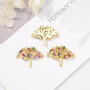 CZ8165 Jewelry Accessories Gold Brass Micro Pave Flat  Round Shape  With Tree Of Life