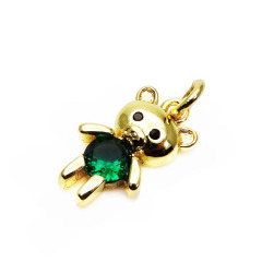CZ8525 18K Gold Plated Over Brass CZ Paved Cute Bear Charm Pendants