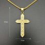 NS1148 fashion hiphop 18K gold plated stainless steel box chain necklace, charm stainless steel CZ cross pendant men necklace