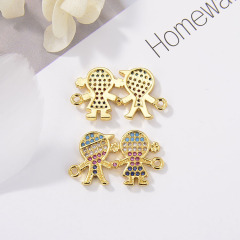 CZ8148 Fashion kids charms connector for bracelet children jewelry accessories  cubic zircon boy and girl connector findings