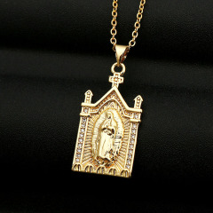 NZ1164 fashion minimal Virgin Mary ladies pendant mini mother blessed Mary charm with cubic zircon women chain necklace