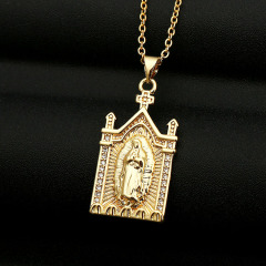 NZ1164 fashion minimal Virgin Mary ladies pendant mini mother blessed Mary charm with cubic zircon women chain necklace