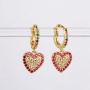 EC1483 Womans Fashion Rainbow Minimal CZ Huggie Earrings, Women's Pretty Dainty CZ Micro Heart Huggies
