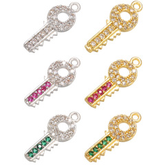 CZ7889 Popular Mini Rainbow Cubic Zirconia Diamond CZ Micro Pave Key Bracelet Charms Pendants CZ7889 Popular Mini Rainbow Cubic Zirconia Diamond CZ Micro Pave Key Bracelet Charms Pendants
