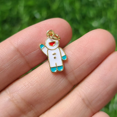 JS1634 18K Gold Plated brass enamel Black White People Astronaut Spacemen Charm, rocketman charms Pendants