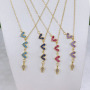 NZ1347 Fashion New Mini 18k Gold Plated Rainbow Love Heart Drop Charms Necklaces for Women 2022