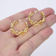 Wholesale Fashion 18K Gold Plated Brass Ear Jewelry Hoop Studs Simple Earring