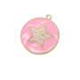 CZ7951 Chic Enamel Blue Red White Black CZ Micro pave Star Disc Pendants