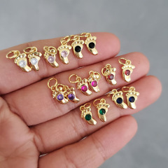 CZ8232 Dainty Jewelry supplies Tiny Mini Gold Plated CZ Micro Pave Babay Foot Footprint Charm,Small Cubic Zirconia Foot Charms CZ8232 Dainty Jewelry supplies Tiny Mini Gold Plated CZ Micro Pave Babay Foot Footprint Charm,Small Cubic Zirconia Foot Charms