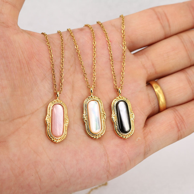 JF7300 New Chic Gold Plated Bezel Gemstone Semiprecious Stone Rectangle Bar Jewelry Pendants