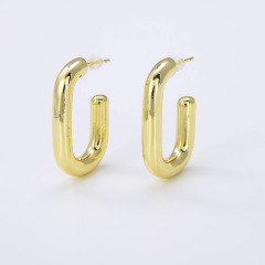 18k Gold Plated Brass Chunky Hoop Simple Earrings for Women 18k Gold Plated Brass Chunky Hoop Simple Earrings for Women