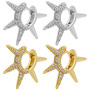 EC1611 Popular Chic Dainty Gold Zircon CZ Micro Hoops with Spike Charm Huggie Earring