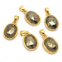 JF7281 New Dainty Faceted Natural Semiprecious Stone Round Pendants,Gold Bezel Faceted Gem Coin Pendant