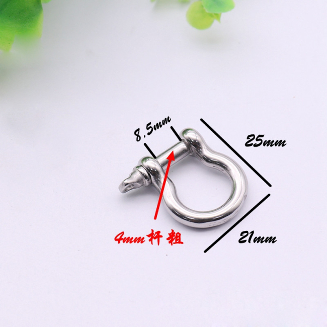 S1155 High Quality Stainless Steel D Shape Screw Clasp, Shiny U Horseshoe Shape Clasp Lock Buckle Carabiners