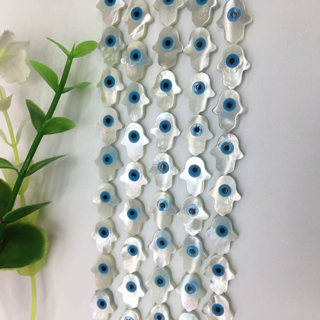 SP4117 Hot fashion New Blue Eye Hamsa Hand beads,MOP shell evileye Hamsa Hand beads