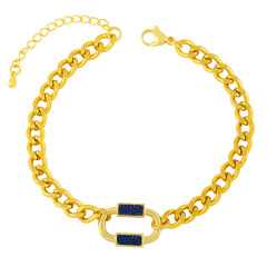 BC1339 Fashion Gold plated Brass colourful CZ Micro Pave wrist Ladies chain bracelet charm women copper bracelet