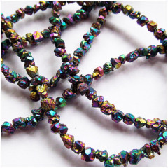 PB1124 Natural mystic titanium silver blue rainbow gold purple plated rough pyrite nuggets freeform chips beads