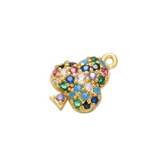 CZ7884 Chic Mini Rainbow Diamond Jewelry Charm Small CZ Micro Pave Flower Tree Bracelet Charms