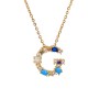 Brass 18k Gold Plated Jewelry 26 Rainbow Color Zircon Diamond Initial Letter Pendant Necklace Carta Joyas Collar