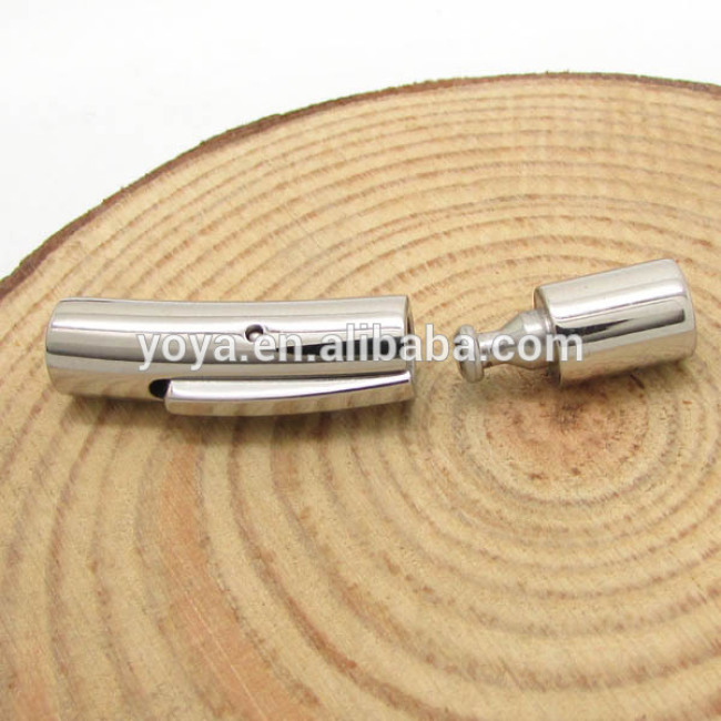 JF1253 Stainless Steel Locking Clasp Bayonet Style Leather Cord Clasp Snap-In Stainless Steel Clasps Closure with Button