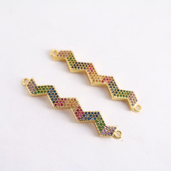 CZ8153 Wholesale Colorful Brass Pave Jewelry Accessories Star Love Mama Letter Lucky Shape bracelet Connector