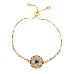 BC1334  Colored CZ diamond Micro Pave Gold Plated Mary Cross Tree  Eyes Charms Bracelet,CZ Adjustable Bracelets Jewelry