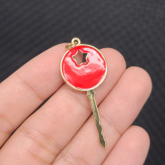 JS1601 18K Gold Plated Star on Candy Colour Enamel Neon Multicolor Key Charm Pendants
