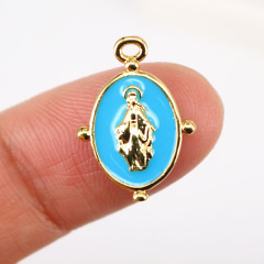 CZ7983 Chic Enamel Gold Plated Mary Saint the Christian Religion Medal Jewelry Charm Pendants
