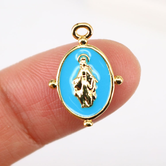 CZ7983 Chic Enamel Gold Plated Mary Saint the Christian Religion Medal Jewelry Charm Pendants