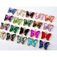 CZ8387 new simple gold plated brass rainbow clear colored CZ Zircon glass crystal Charms butterfly pendant