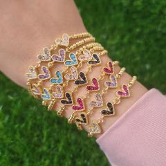 BC1414 Mother's Day Dainty Mini 18k gold plated diamond cz love heart charm bracelets