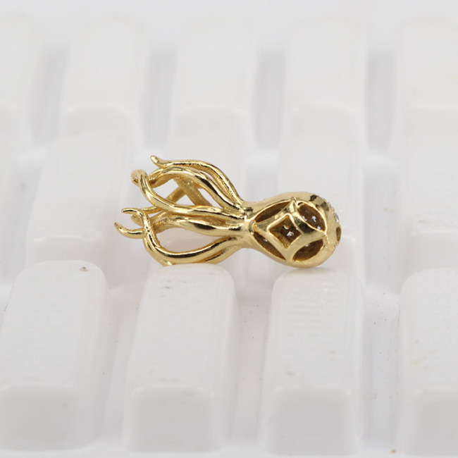 CZ7877 Dainty  Cute Mini Gold Diamond CZ Micro Pave Octopus Charm Pendants