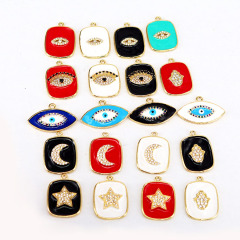 CZ7982 Chic Enamel Blue Red White Black CZ Micro pave Star Moon Eye Rectangle Pendants CZ7982 Chic Enamel Blue Red White Black CZ Micro pave Star Moon Eye Rectangle Pendants