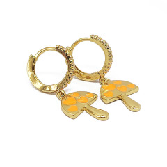 EC1769 Fashion cuff enamel women  brass with CZ clips earring, trendy enamel diamond mushroom earrings clips ladies earring