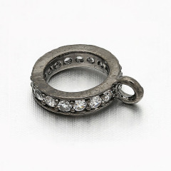 CZ7997  Diamond Spacer Beads with Bail ,CZ Micro pave Spacer Beads with Loop Ring for Hanging Charm
