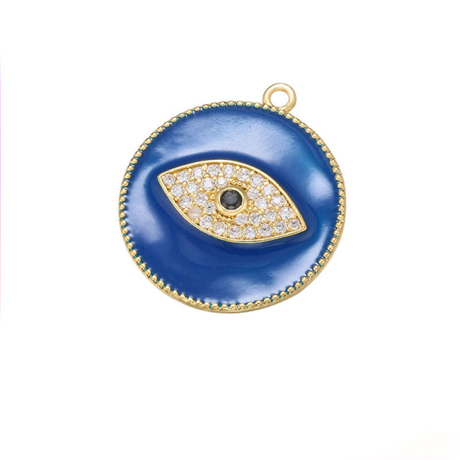 CZ7953 2020 Spring pendant Jewelry Chic Enamel Blue Red White Black CZ Micro pave Eye Disc Pendants
