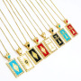 NZ1270 18K Gold Plated CZ Paved Enamel Rainbow Evil Eyes Cross Tarot Pendant Chain Necklace