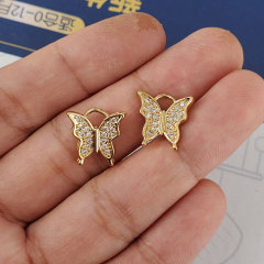CZ8327 Mini 18K Gold Plated Pendant,CZ Micro Pave Butterfly Charm pendant,cubic zirconia Dainty Tiny Jewelry Making supply