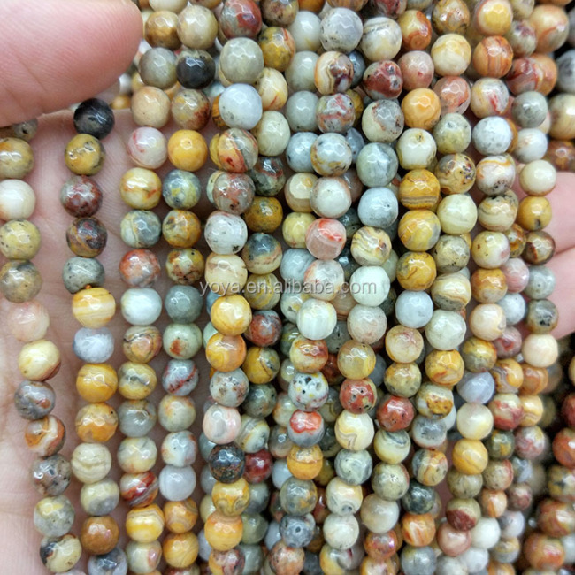 AB0368 Natural Faceted Crazy Lace Agate Round Beads,Faceted Gemstone Beads