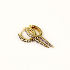 EC1676 Wholesale CZ Micro Pave rainbow Hoop Scissor Earrings,Huggie Hoop Hairdresser Earrings For Girls