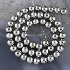 HB3010 Silver Plated Hematite Beads,Silver Hematite Round Beads