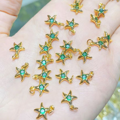 CZ8446 Chic mini minimalist gold plated micro pave cz starfish fish crescent moon and star celestial charms pendants