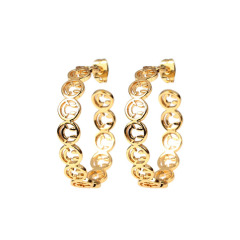 EC1788  2021Chic Gold Plated CZ Micro Pave Smiley Happy Face Emoji Hoops Earring for Women 2021
