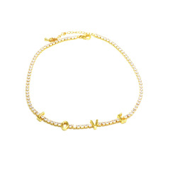 NZ1161 Chic 18k gold plated Diamond CZ Micro Pave Tennis Heart Love Mama Necklace for women Mom