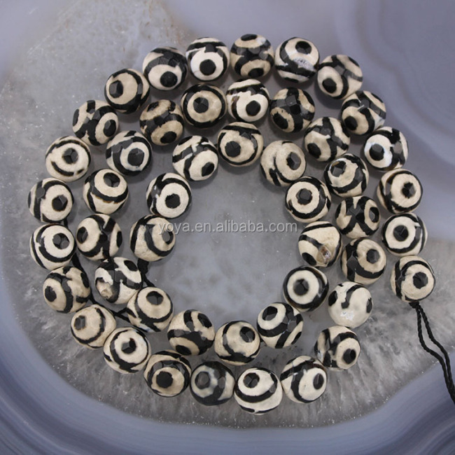 AB0449 Wholesale Black and White Evil Eye tibetan tibet agate gemstone beads