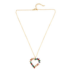 NZ1212 Tiny Mini chain rainbow CZ diamond mirco pave heart charms Pendant Necklaces for Women
