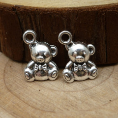 JS0950 Lovely Mini Teddy Bear Charm Bracelet Connector , Metal Bear Charm Pendant For Jewelry Findings