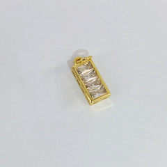 CZ8458 Trendy 18k Gold CZ Diamond Micro pave Baguette Rectangle Charm Pendants,Cubic Zirconia Rectangle Pave Pendant